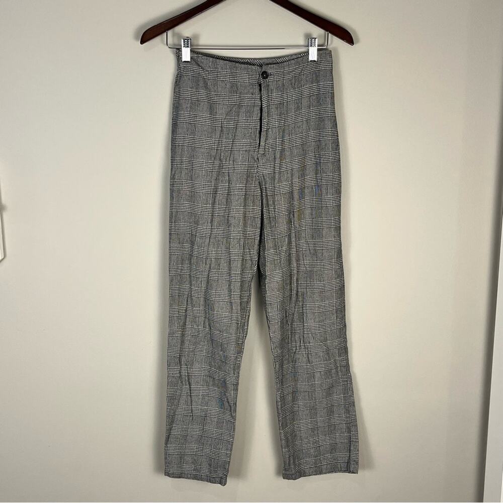 Brandy Melville Plaid Dress Pants Straight Leg Classic Office Siren Professional